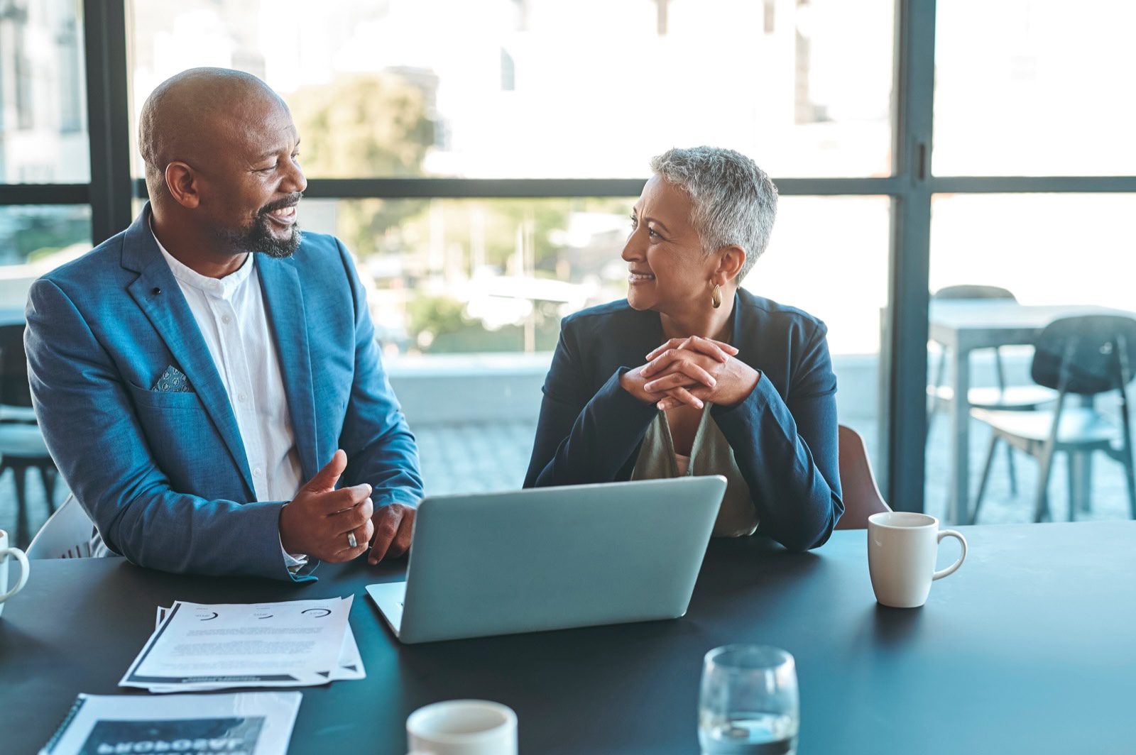 Woman and Man having a business meeting